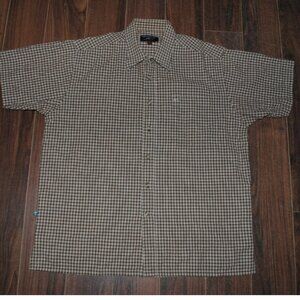 Swedemount Adventure Button Up Short Sleeve Plaid Brown XL Shirt Mens Egypt Cott
